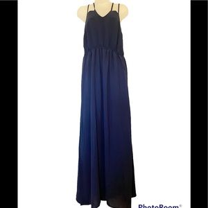 Akaiv Navy Blue Maxi Dress Side slits 
Size Large